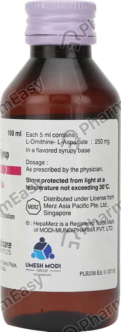 Hepamerz Oa 250 Mg Syrup 100 Uses Side Effects Price And Dosage