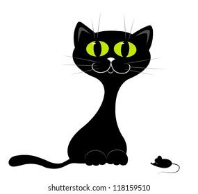 Illustration Black Cat Image Sacred Shone Stock Vector Royalty Free