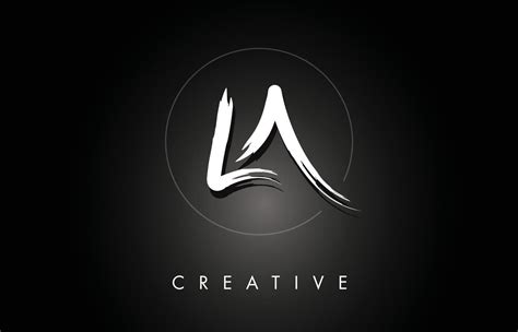 LA L A Brushed Letter Logo Design with Creative Brush Lettering Texture ...