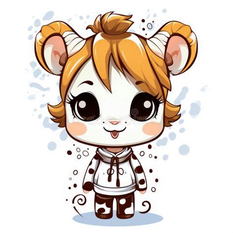 Chibi Giraffe Tshirt Design Graphic Cute Kawaii Style Stock