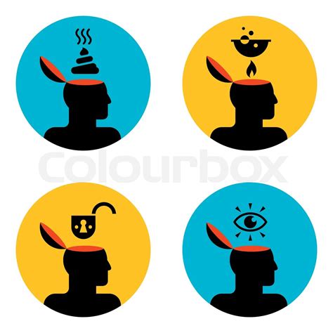 Various Icons Of Open Human Head Stock Vector Colourbox