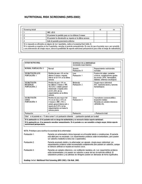 Tamizaje Nrs Evaluaci N Del Estado Nutricional Nutritional