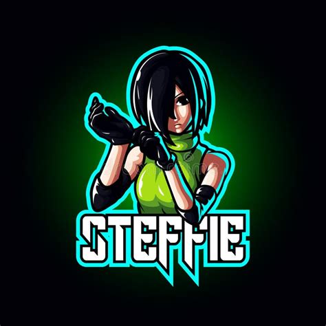 Mascot Esport Women Fighter Character Logo Gaming Green Costume Logo