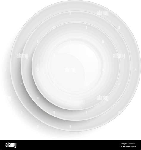 Three White Plates Stacked On Top Of Each Other Stock Vector Image