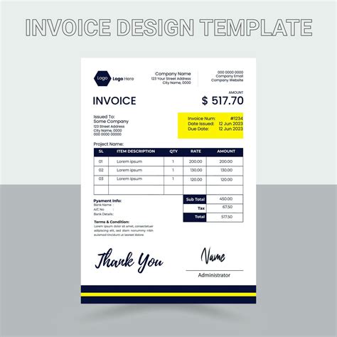 invoice template design Free Vector 25457825 Vector Art at Vecteezy