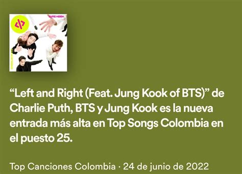 Bts Fondos Army Colombia On Twitter Chart Spotify Colombia