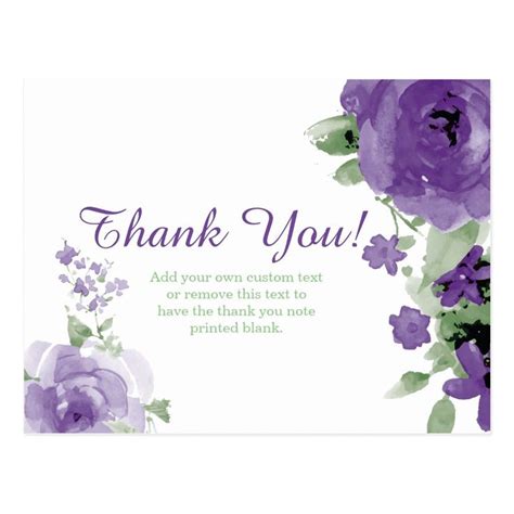 Purple Watercolor Flower Thank You Cards Zazzle Thank You Cards