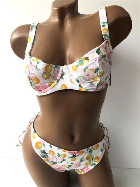 Victorias Secret Swim Wicked Bikini Piece Set Tie Side Bottom Lemon