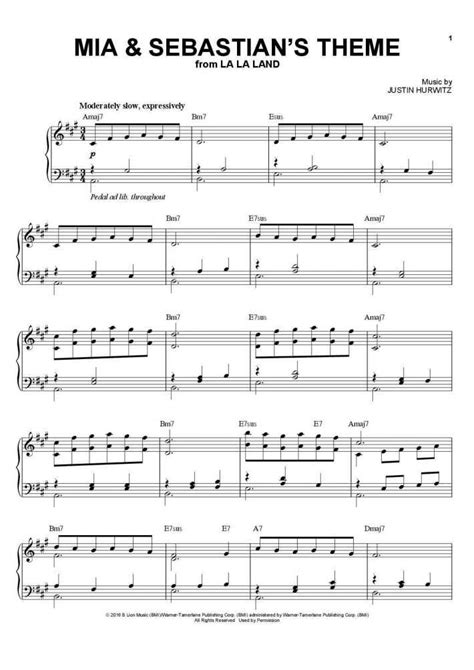 Mia & Sebastian's Theme (La La Land) piano sheet music | Piano sheet ...