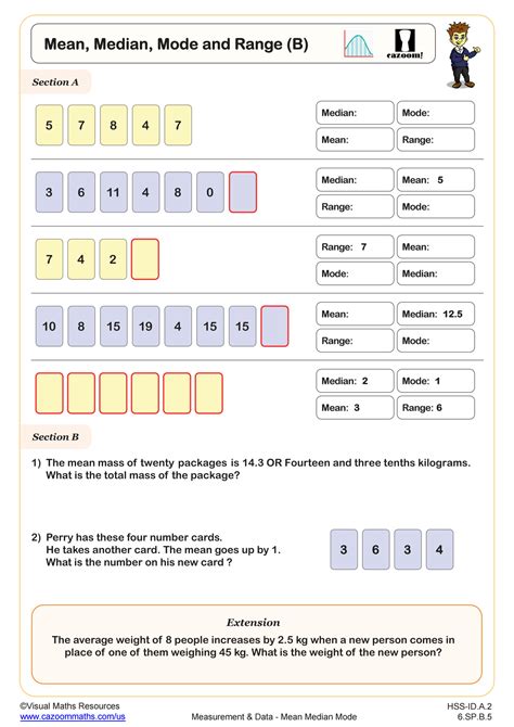 Mean Median Mode And Range B Worksheet Pdf Printable Worksheets Library