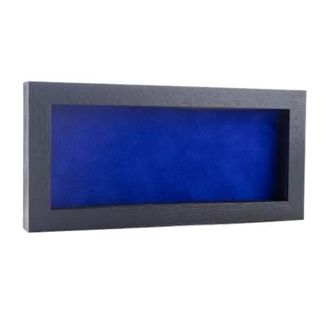 Black Wood Grain Shadow Box Frame Royal Blue Suede Acrylic Front 30 Sizes 13x34 13x34 Harris