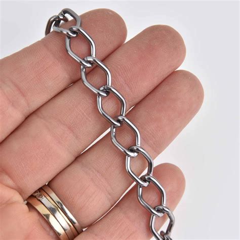 Cadena De Aluminio Gunmetal De 1 Yarda Curb Link 14x9mm Etsy