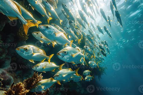 Ai Generated Fish Shoaling Underwater In Sea 39939788 Stock Photo At