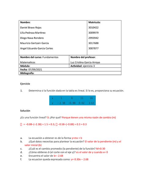 Ejercicio 3 fundamentos matemáticos Nombre Daniel Bravo Rojas