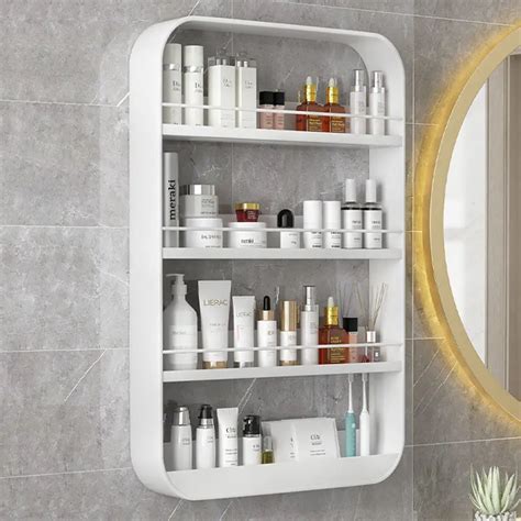 Bathroom Organizer Shelves Rack Wall Mounted Storage Box Toiletries