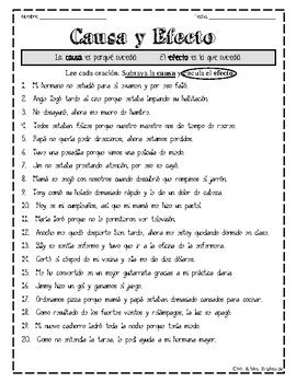 Causa Y Efecto Cause And Effect Spanish Worksheets By Mr And Mrs