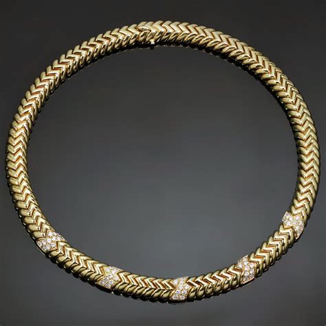 Bulgari Spiga Diamond K Yellow Gold Necklace Mtsj