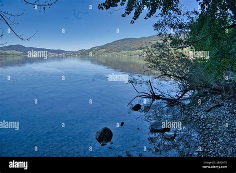 On the shore of lake Mondsee Stock Photo - Alamy