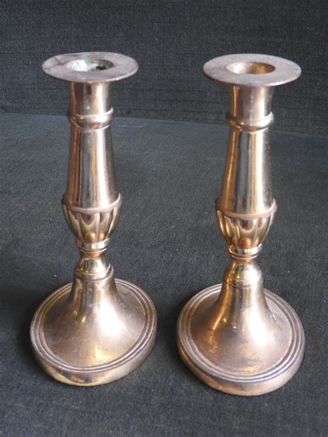 Lot Vintage Pair Of Brass Candlesticks