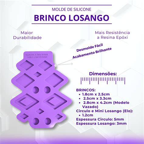 Molde de Silicone Brinco Losango Resina da Gabi Resina Epóxi