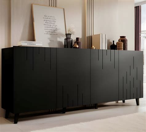 Buffet Bas Contemporain Noir Mat Cm Spiro