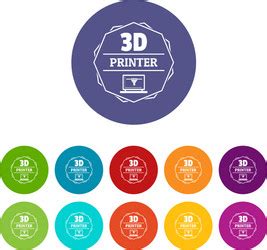 3d Printing Logo Icons Set Simple Style Royalty Free Vector