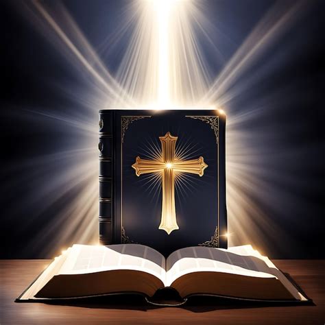 Holy Bible With Rays Of Light Coming Premium Ai Generated Image