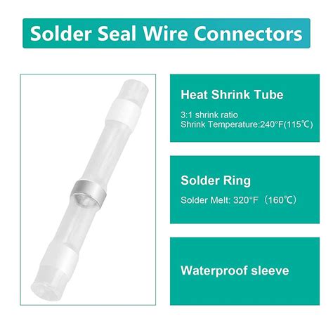 Pcs Awg Solder Seal Sleeve Heat Shrink Butt Wire Connectors