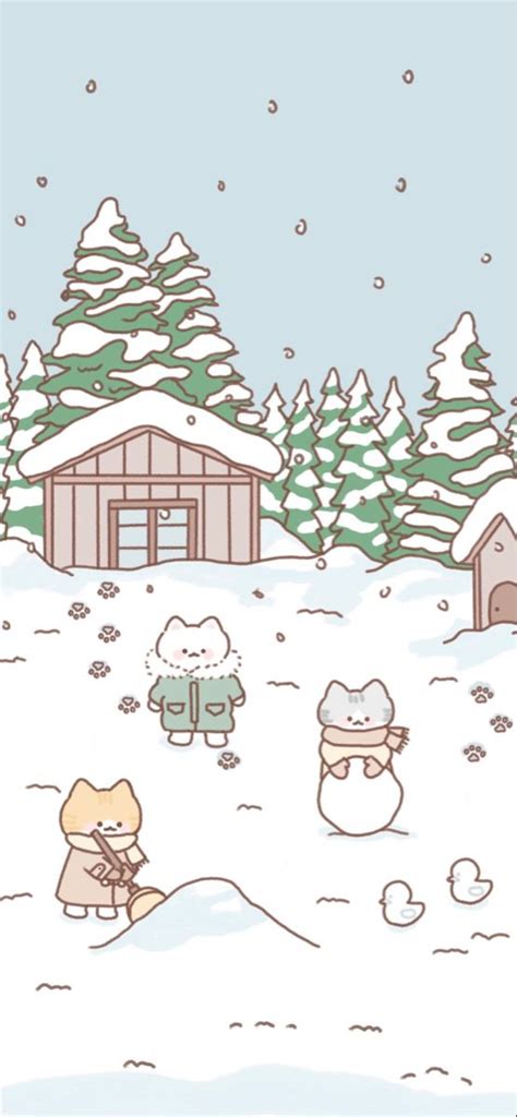 Cute Christmas Wallpaper With Snowman And Bears