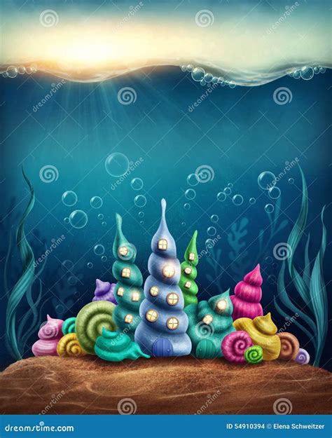 Underwater fantasy kingdom stock illustration. Illustration of fantasy ...