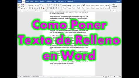 Como Poner Texto De Relleno En Word Youtube