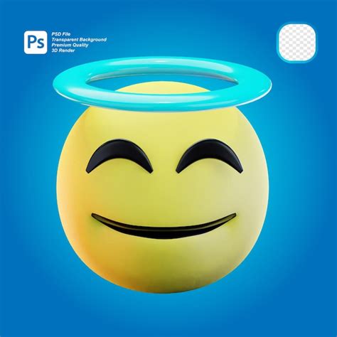 Premium Psd 3d Render Angel Face Emoji 3d Illustration