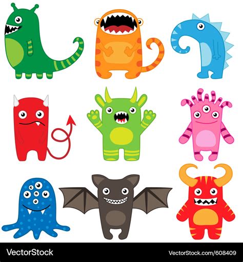 Monster Set Royalty Free Vector Image Vectorstock