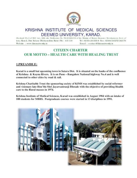 PDF KRISHNA INSTITUTE OF MEDICAL SCIENCES DEEMED KIMS Is A No