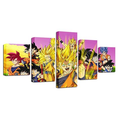 Dragon Balls 63 Anime 5 Panel Canvas Art Wall Decor Canvas Storm