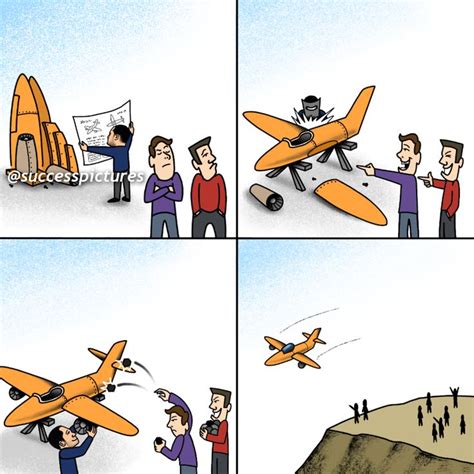 Four Panel Comic Strip Depicting Two Men And An Airplane With People