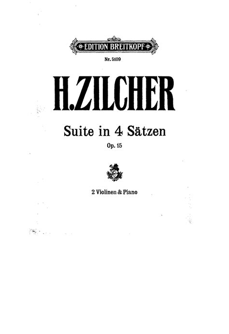 Suite For 2 Violins And Small Orchestra Op 15 Zilcher Hermann