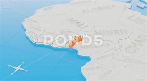 Benin Highlighted On A White Simplified 3D World Map Digital 3D Render