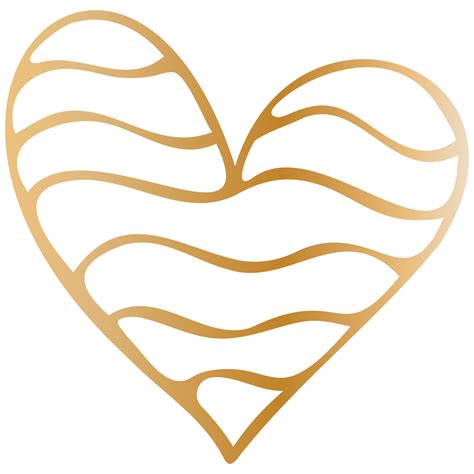 Simple Golden Doodle Hand Drawn Heart Isolated Design Element For