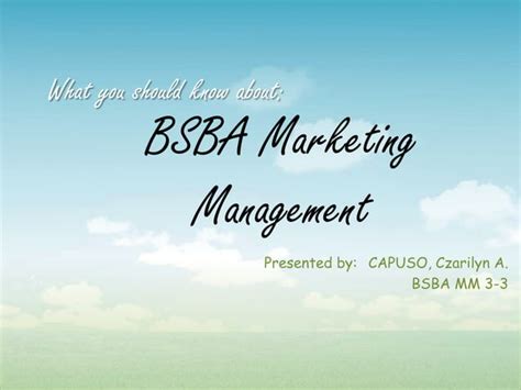 Bsba Marketing Management Ppt