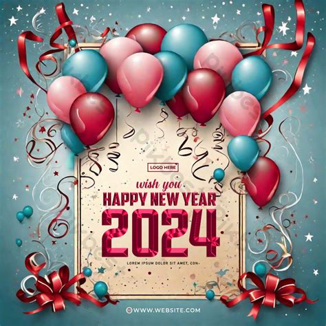 PSD Happy New Year 2024 Social Media Post Design Template PSD Free