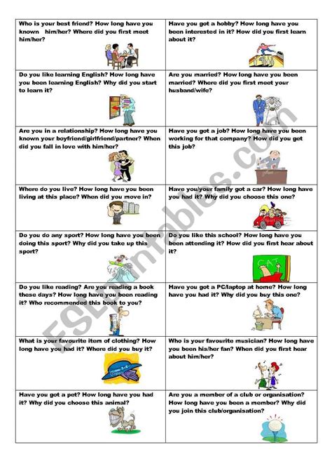 Esl Conversation Questions Present Simple And Continuous Printable Templates Free