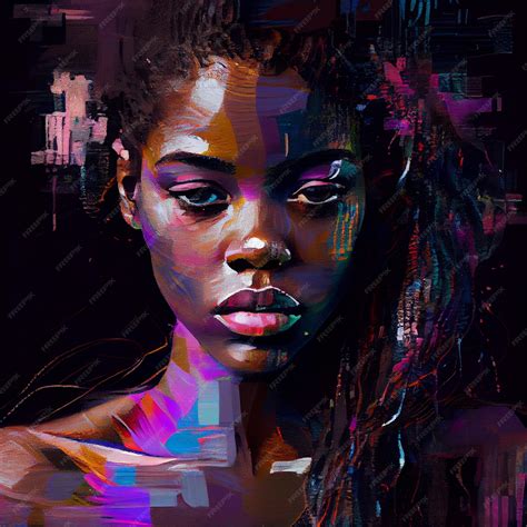 Premium Photo Abstract Portrait Of African American Woman With Glitch