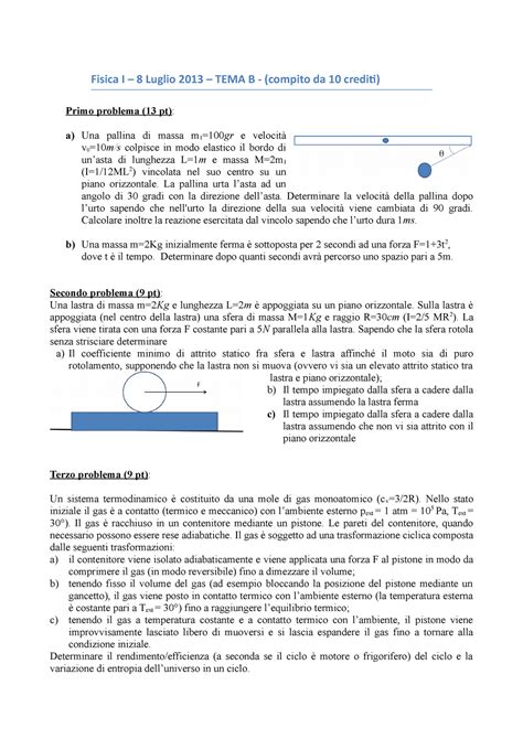 Esame 8 Luglio 2013 Domande Fisica I 8 Luglio 2013 TEMA B