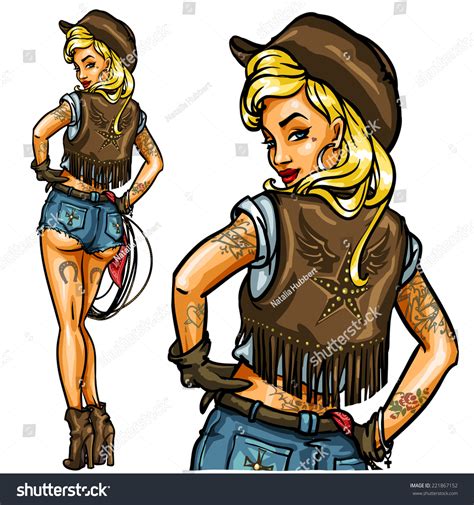 Pin Girl Isolated Sexy Cowgirl Vector De Stock Libre De Regalías