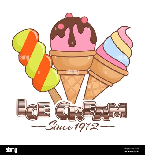 Logotipo De Helado De Dibujos Animados Aislado Sobre Fondo Blanco