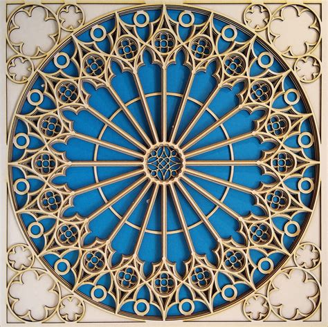 Gothic Cathedral Rose Window 01 Pattern For Laser Cutting Layered