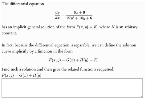 Solved The Differential Equationdydx 6x 927y2 18y 6has An