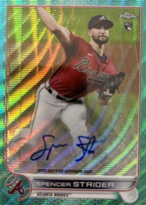 Spencer Strider 2022 Topps Chrome RA SS Rookie Auto Aqua Wave