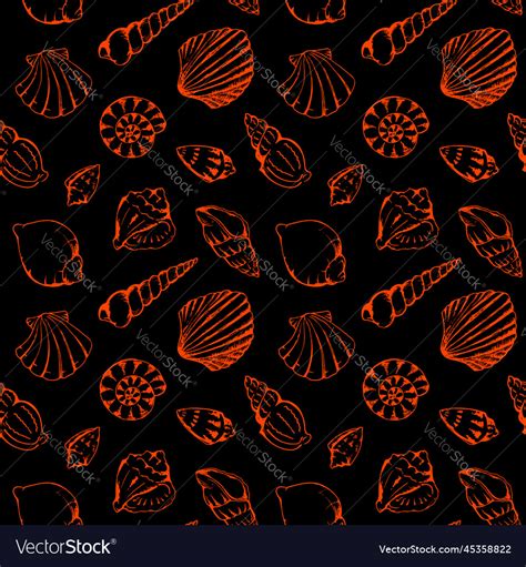 Monochrome Sea Shells Seamless Pattern Texture Vector Image